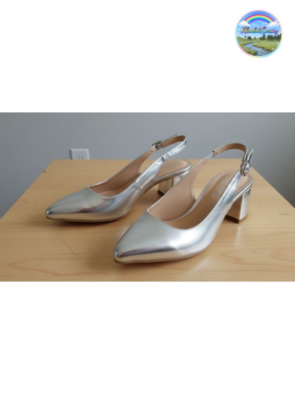 Women's Pointed Toe Slingback Block Heel Pumps Faux Leather Low Mid Heel